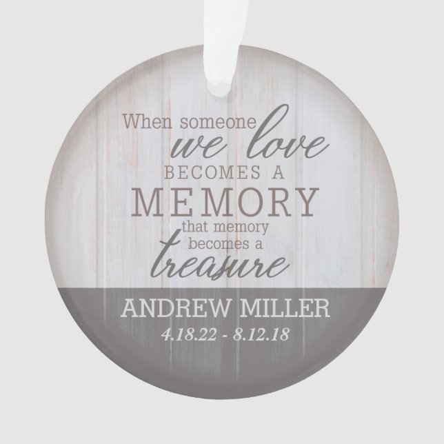 Personalized Treasured Memory Photo Ornament (Front)