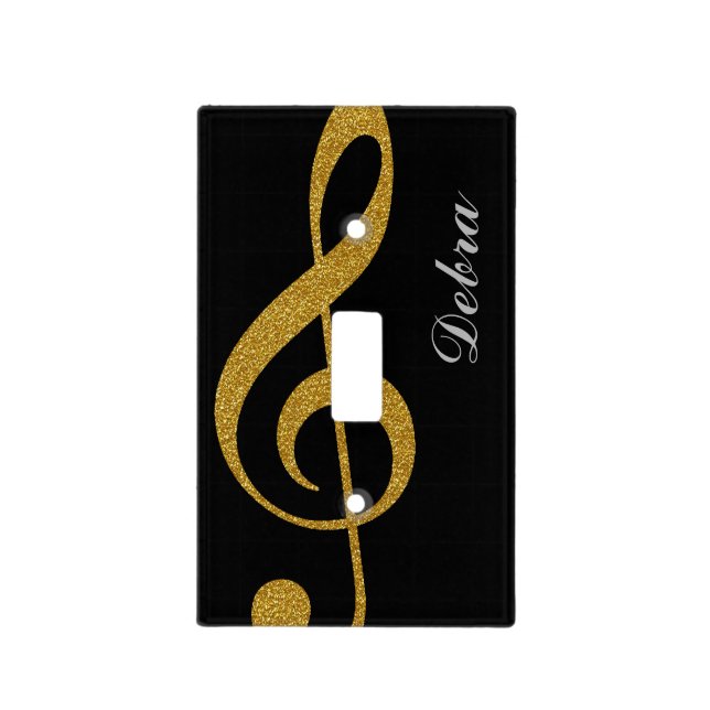 personalized treble clef golden musical note light switch cover (Front)