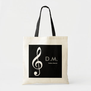 personalized treble clef music idea tote bag