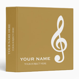 Personalized Treble Clef Musical Note 3 Ring Binder