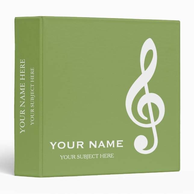 Personalized Treble Clef Musical Note  3 Ring Binder (Front/Spine)