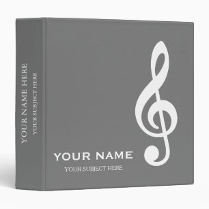 Personalized Treble Clef Musical Note  3 Ring Binder
