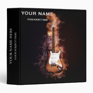 Personalized Treble Clef Musical Note on Black 3 Ring Binder