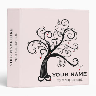 Personalized Treble Clef Musical Note Tree 3 Ring Binder