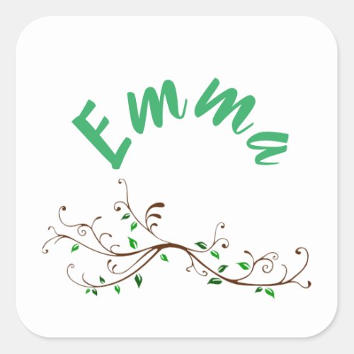 Personalized Tree Branch With Script My Name Is Square Sticker