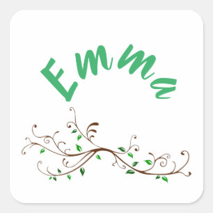 Personalized Tree Branch With Script My Name Is Square Sticker