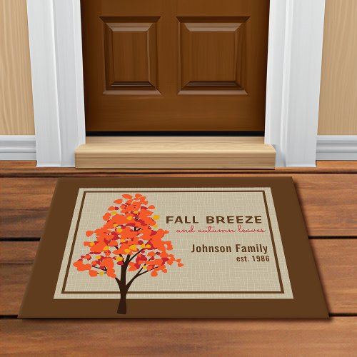 Personalized Tree Colorful Leaves Fall Doormat