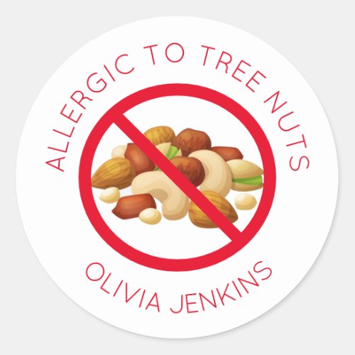 Personalized Tree Nut Allergy Name Tag Stickers