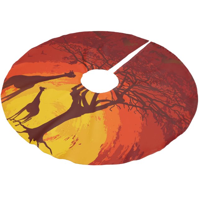Personalized Tree Skirt African Safari Giraffe Sun (Angled)