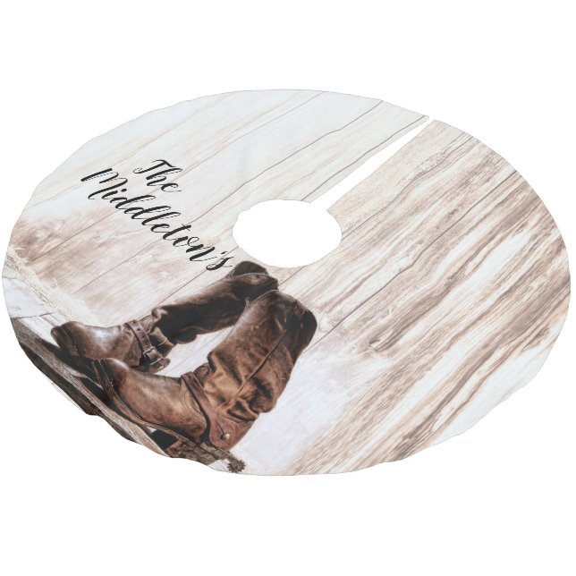 Personalized Tree Skirt boots country rustic (Angled)