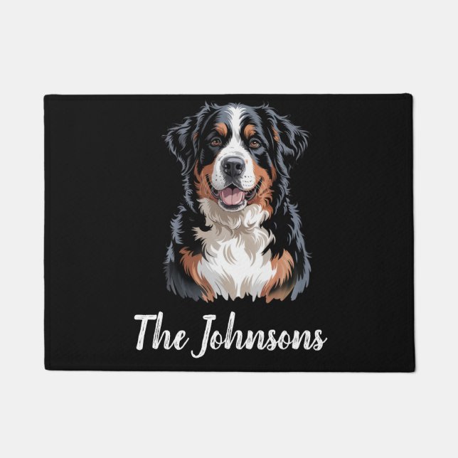 Personalized Trendy  Bernese Mountain Dog  Doormat (Front)