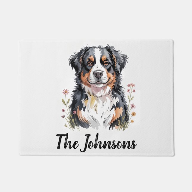 Personalized Trendy  Bernese Mountain Dog  Doormat (Front)