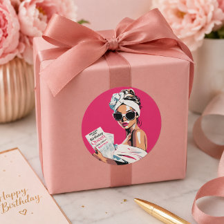 Personalized Trendy Birthday Queen Classic Round Sticker