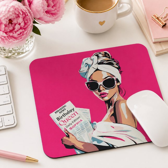 Personalized Trendy Birthday Queen Mouse Pad (Creator Uploaded)