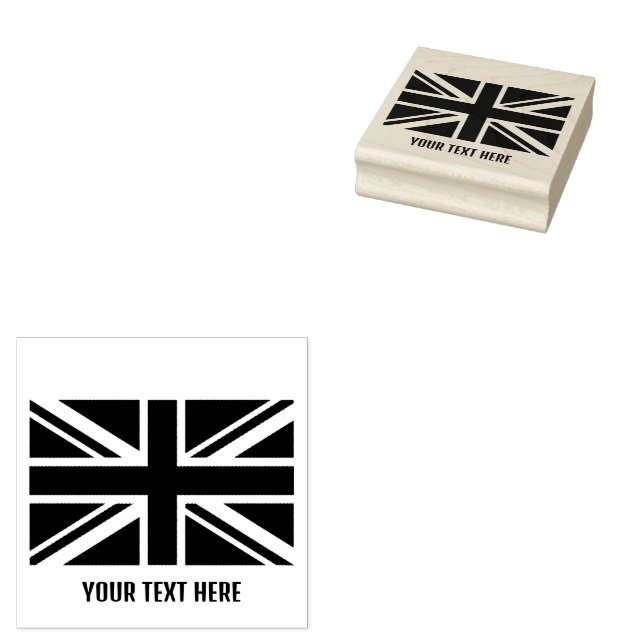 Personalized Trendy British flag Rubber Stamp (Stamped)