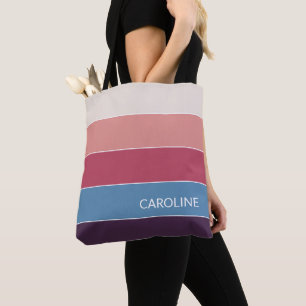 Personalized Trendy Colorful Stripes Art Pattern Tote Bag