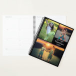 Personalized trendy family photo collage black planner<br><div class="desc">Modern custom family photo collage,  black,  planner.
You can personalize it and add your own photos at the front,  add your name,  text and year.</div>