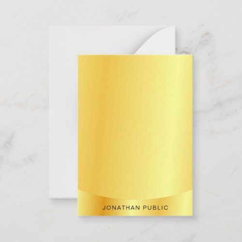 Personalized Trendy Faux Gold Metallic Look Note Card