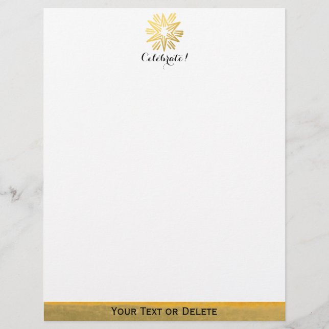 Personalized Trendy Gold Foil Star Festive Holiday (Front)