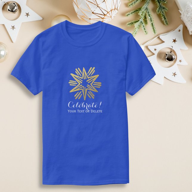 Personalized Trendy Gold Foil Star Festive Holiday T-Shirt (Creator Uploaded)
