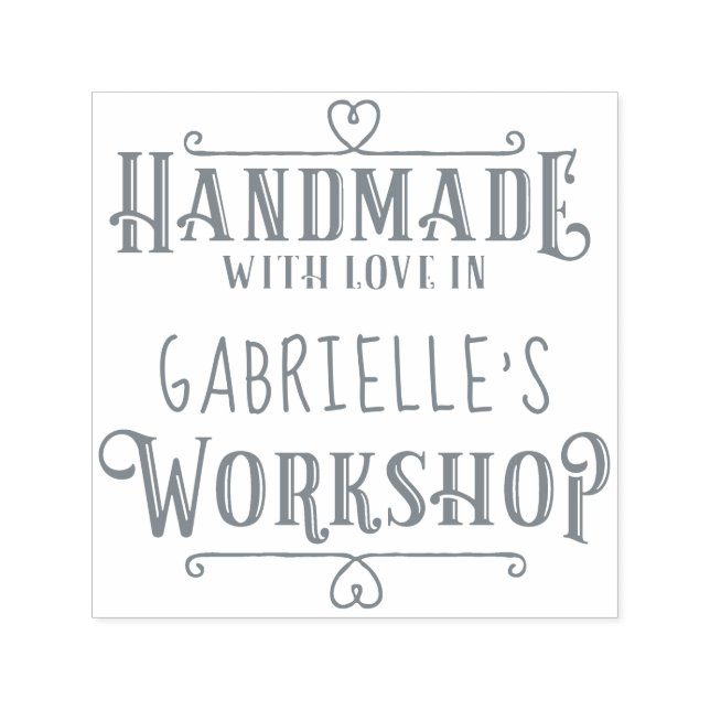 Personalized Trendy Handmade with Love in Workshop Self-inking Stamp (Design)