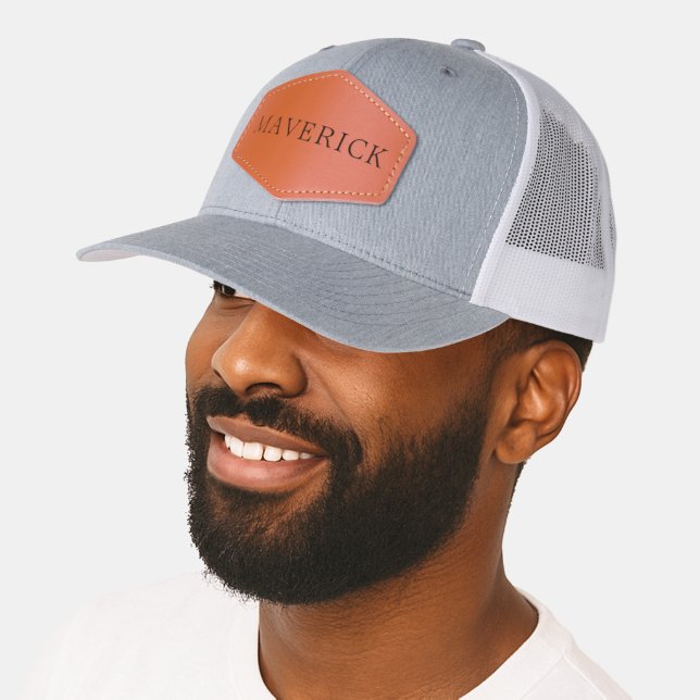 Personalized Trendy Headwear Custom Name Leather Patch Hat (Male)