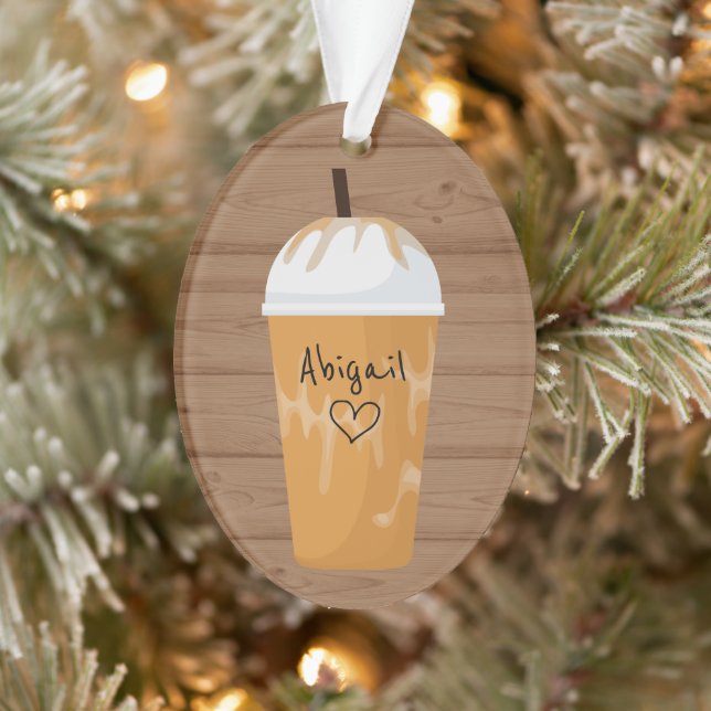 Personalized Trendy Iced Coffee Holiday Christmas Ornament (Tree)
