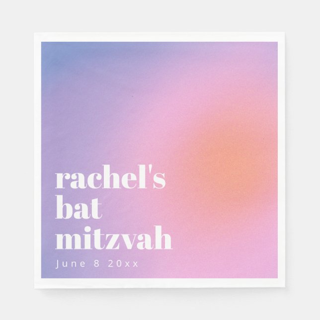 Personalized Trendy Lavender Purple Bat Mitzvah Napkins (Front)