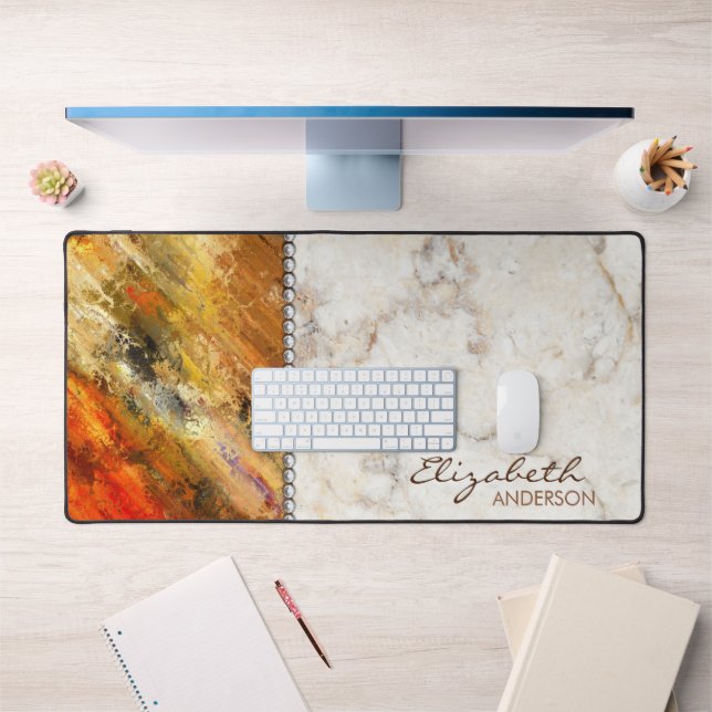 Personalized Trendy Marble Abstract Art Desk Mat (Office 1)
