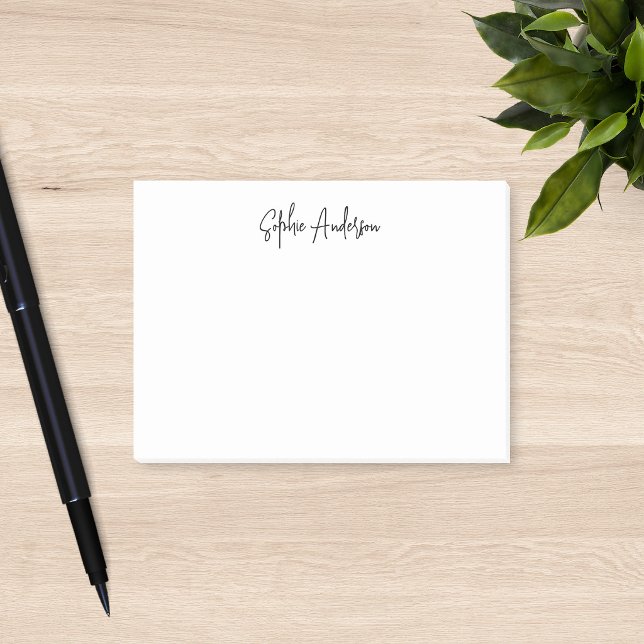 Personalized Trendy Modern Script Minimalist Post-it Notes (Creator Uploaded)