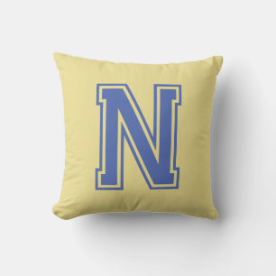 Personalized Trendy Monogram Blue Yellow Throw Pillow