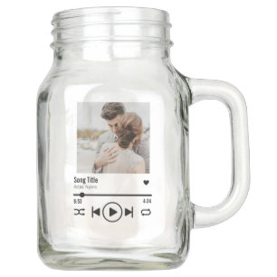 Personalized Trendy Newlywed Photo Song Playlist Mason Jar