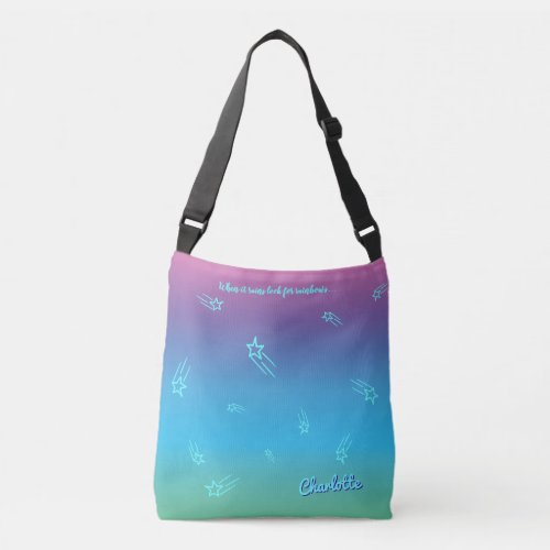 Personalized Trendy Pastel Rainbow  Crossbody Bag