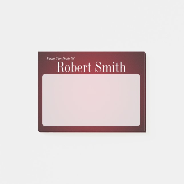 Personalized Trendy Red and Black Grainy Post-it Notes (Front)