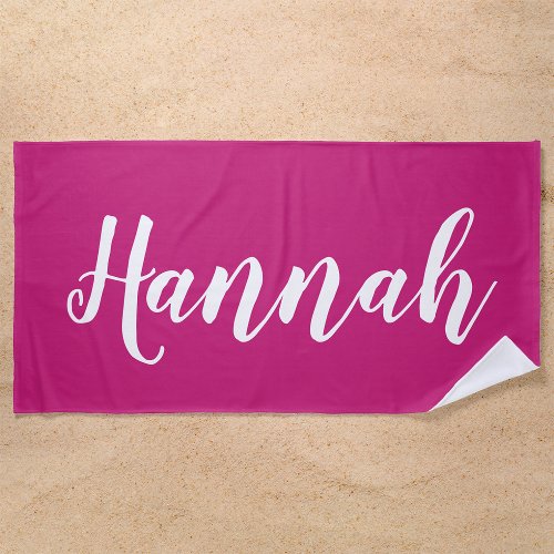 Personalized Trendy Script Custom Name Cool Fun Be Beach Towel