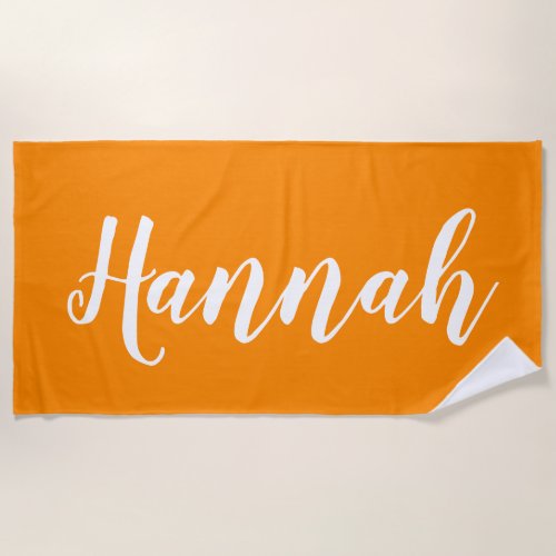 Personalized Trendy Script Custom Name Cool Fun Beach Towel