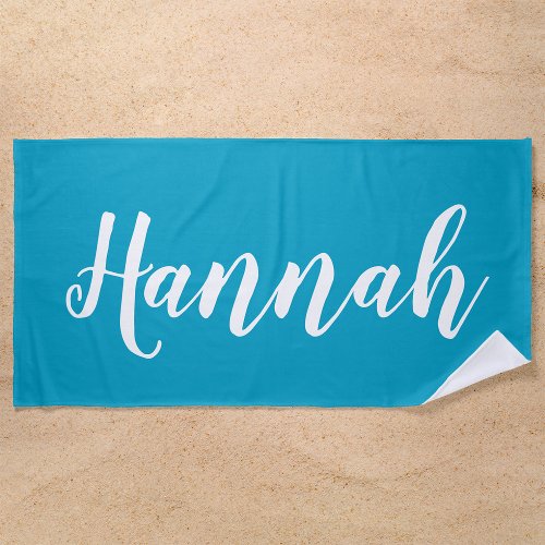 Personalized Trendy Script Custom Name Cool Fun Beach Towel