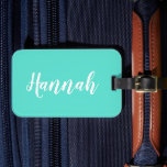 Personalized Trendy Script Custom Name Cool Fun Luggage Tag<br><div class="desc">Personalize this fun,  trendy script calligraphy luggage tag with your name! This is the mint green version. Great for your summer vacation,  bachelorette parties,  kids' summer camp,  or spring break!</div>