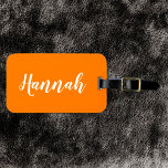Personalized Trendy Script Custom Name Cool Fun Luggage Tag<br><div class="desc">Personalize this fun,  trendy script calligraphy luggage tag with your name! This is the bright orange version. Great for your summer vacation,  bachelorette parties,  kids' summer camp,  or spring break!</div>