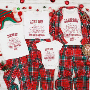 Personalized Trendy Snowman Family Christmas T-Shirt