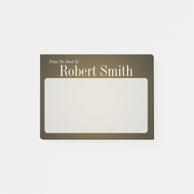 Personalized Trendy Tan and Black Grainy Post-it Notes (Front)