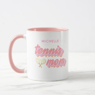 Personalized Trendy Tennis Mom Pink Mug