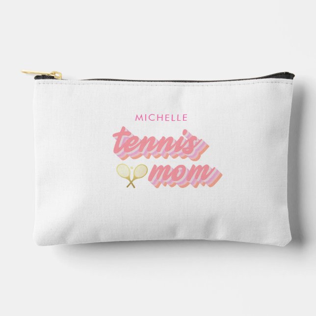 Personalized Trendy Tennis Mom Small Accessory Pouch (Front)