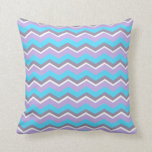 Personalized Trendy Turquoise Purple Chevron Throw Pillow