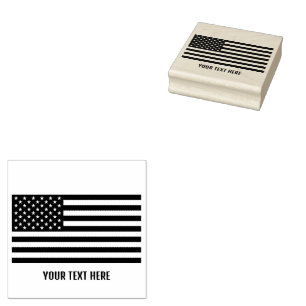 Personalized Trendy USA Flag Rubber Stamp