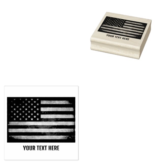Personalized Trendy USA Flag  Rubber Stamp (Stamped)