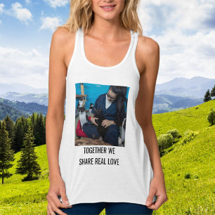 Personalized Trendy White Cat Mom Family Pet Photo Tank Top