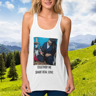 Personalized Trendy White Cat Mom Family Pet Photo Tank Top