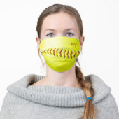 Personalized Trendy Yellow Softball Adult Cloth Face Mask (Worn)