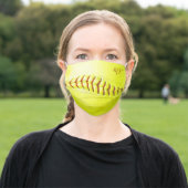 Personalized Trendy Yellow Softball Adult Cloth Face Mask (Outside)